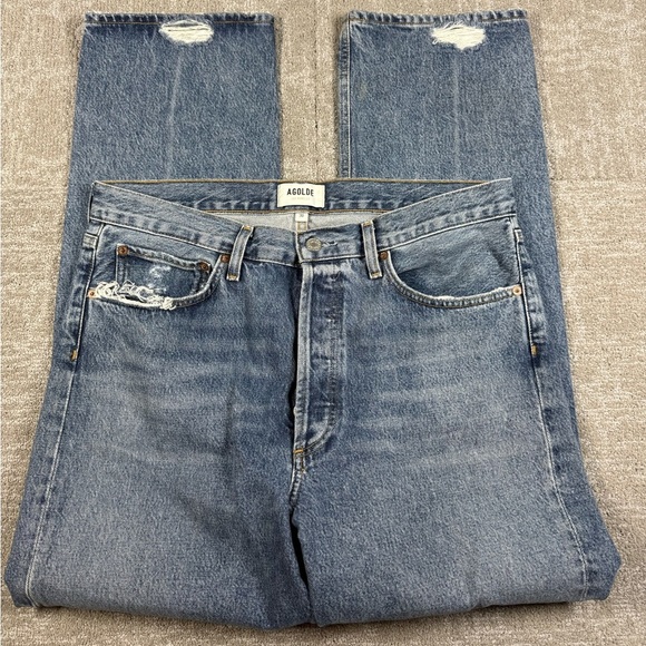 Agolde 90’s Straight Jean Distressed Boho Minimalist Sz 30 Style #A069H-1206 - Picture 1 of 8